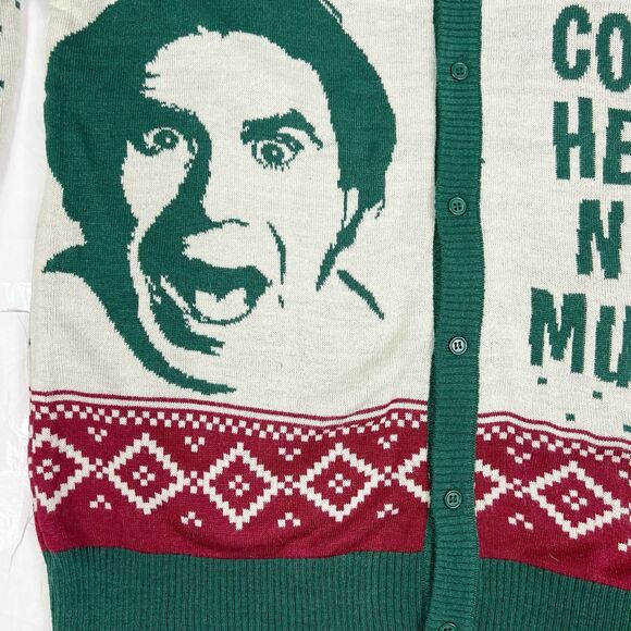 ELF Will Farrell Ninny Muggins Ugly Holiday Cardigan Grandpa Sweater Men’s Large - Picture 4 of 9